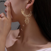 Load image into Gallery viewer, Vintage Gold and Silver Angel Wings Hoop Earrings
