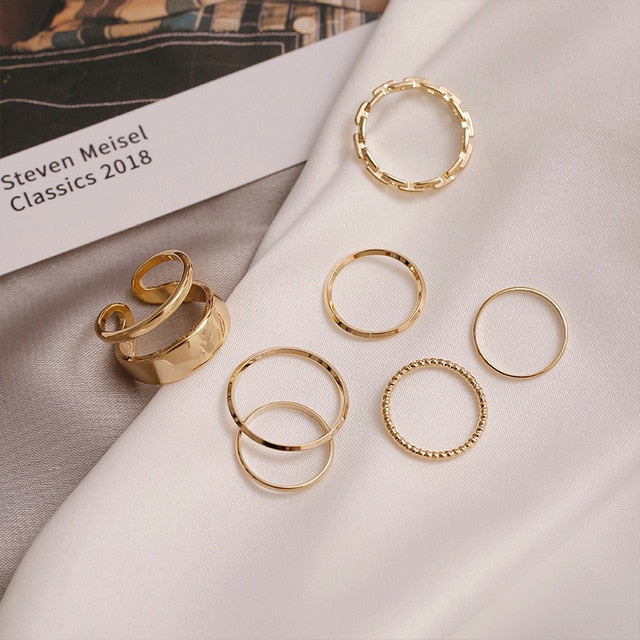 Edgy Metal Geometric Ring Sets
